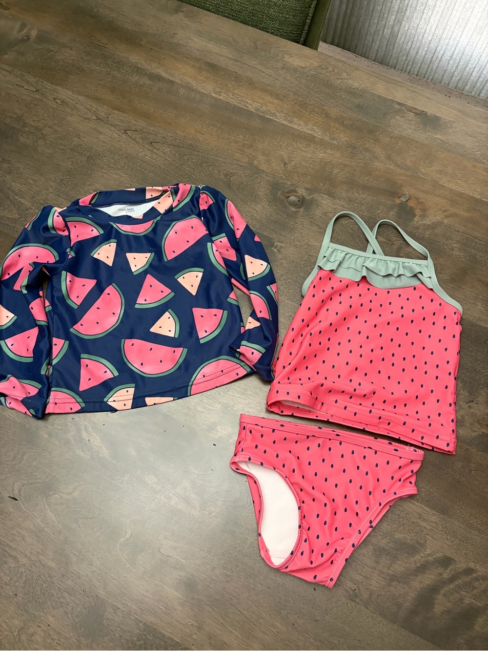 Carters Watermelon Print Rash Guard Swim Set - Pink/Navy